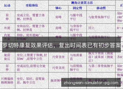 罗切特康复效果评估，复出时间表已有初步答案